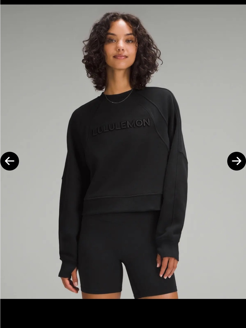lululemon athletica Black Embossed Logo Crewneck Sweatshirt